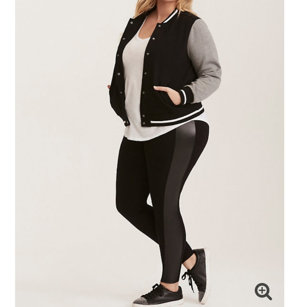 Torrid FAUX LEATHER STRIPE LEGGINGS